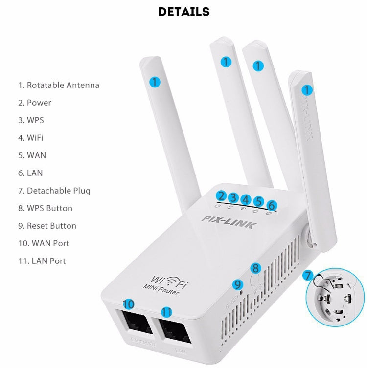 PIX-LINK LV-WR09 300Mbps WiFi Range Extender Repeater Mini Router PIX-LINK LV-WR09 300Mbps WiFi Range Extender Repeater Mini Router
